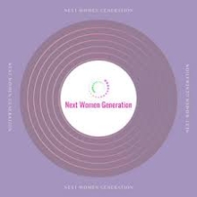 purple background with circle in middle with text :next women generation"