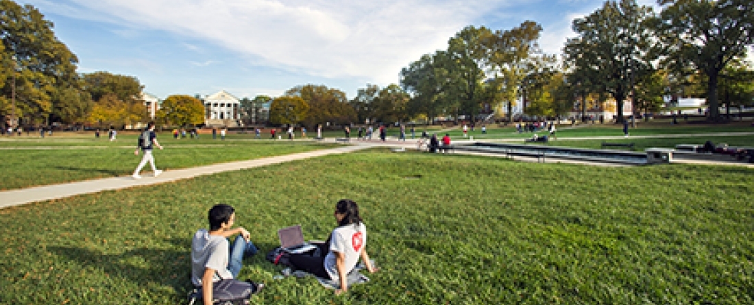 Students sitting on quad