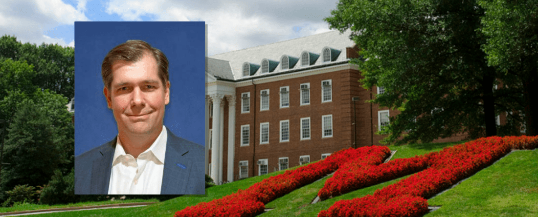 image of Andrew Smarick in front of UMD garden