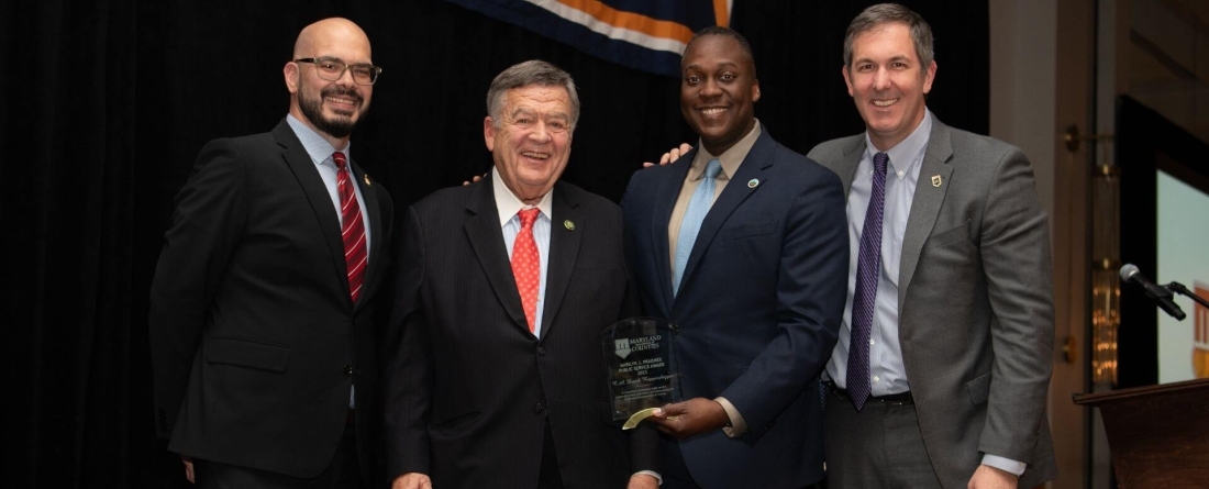 image of John Ronquillo, Congressman Ruppersberger, County Executive of Howard County Calvin Ball, and County Executive of Baltimore County Johnny Olszewski. 