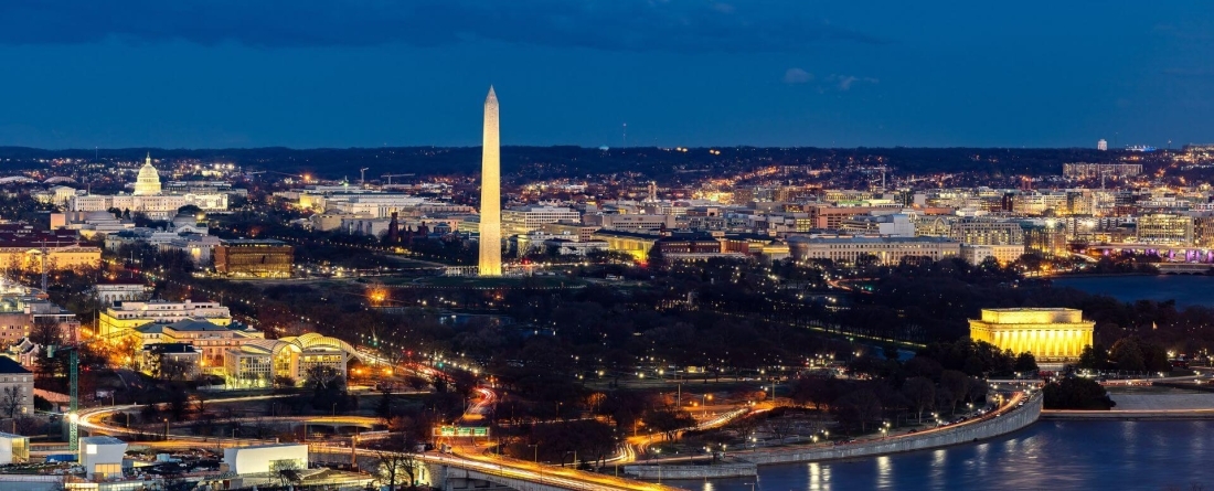 DC skyline at night