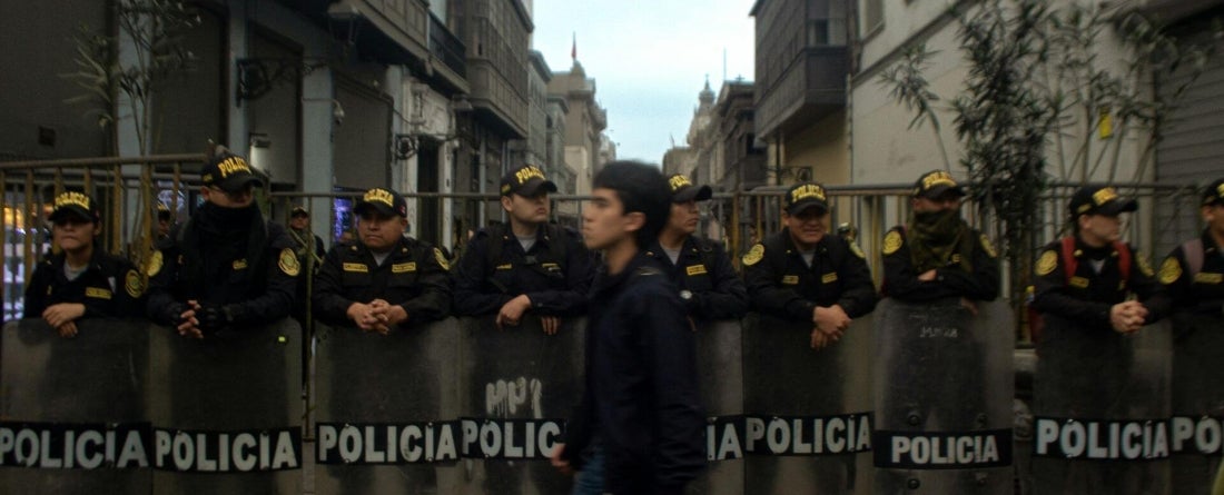 image of police walking across the street