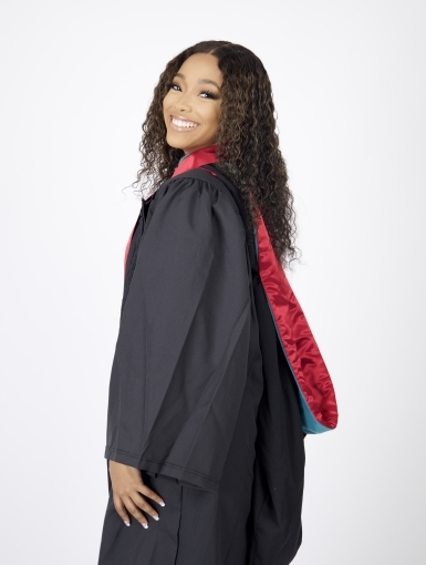 Jasmyn Gilmore headshot in Commencement Regalia